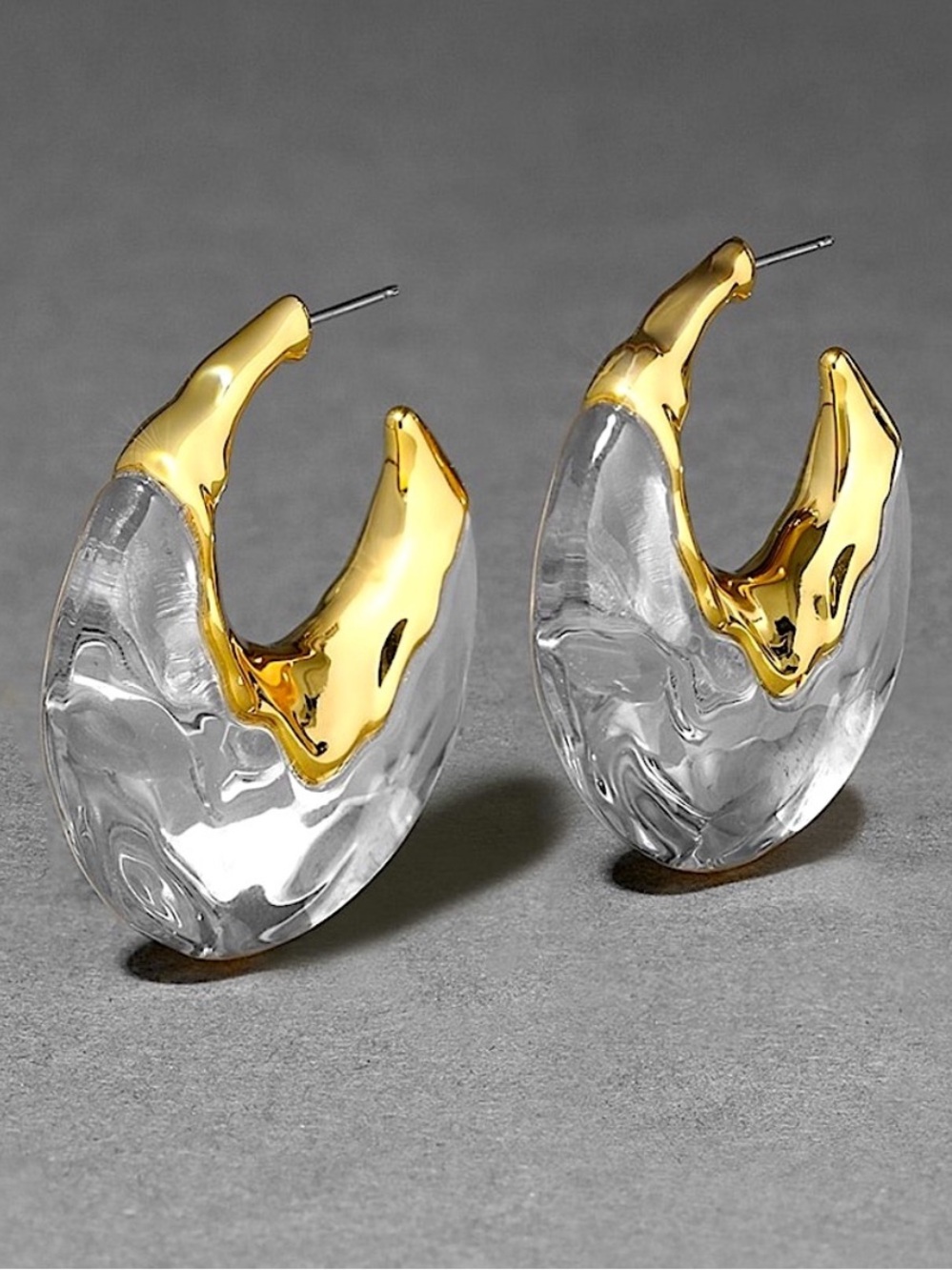Alexis Bittar Gold and Clear Liquid Lucite Hoop Earrings - Picture 5 of 5